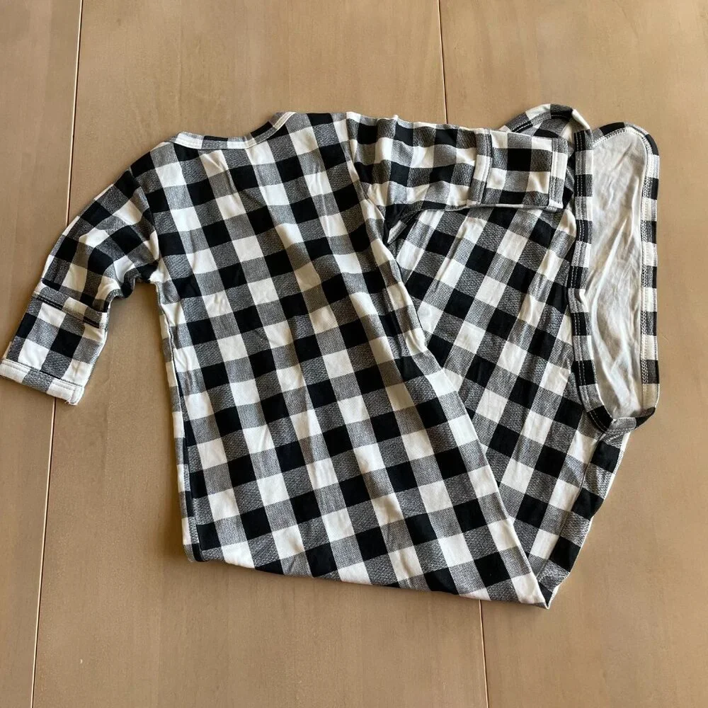 Spearmint Love‎ Bamboo Baby Black White Checkered Newborn Knotted Gown
